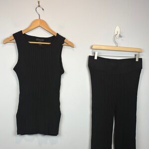 House of Harlow 1960 Black Ribbed knit two piece set